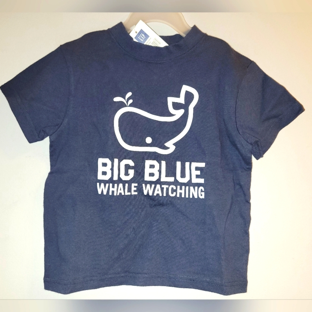 🐳 Baby GAP Navy Whale Themed Tee T Shirt  Short Sleeved Top Toddler Boys 2T
